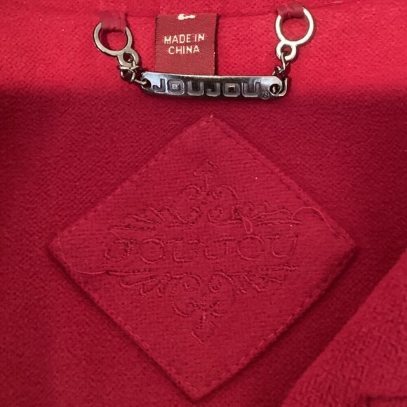 Jou Jou Red Peacoat/Trenchcoat Double Breasted Sz L #301C - Picture 7 of 9